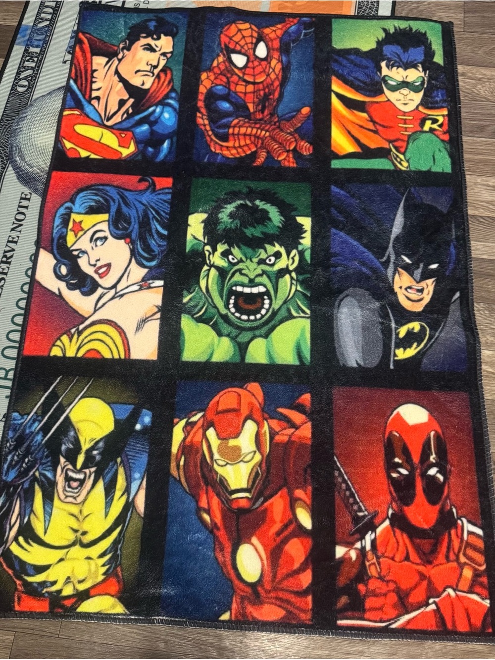 Superhero Comic Panel Rug/Wall Decor - Colorful Marvel & DC Characters
35x24